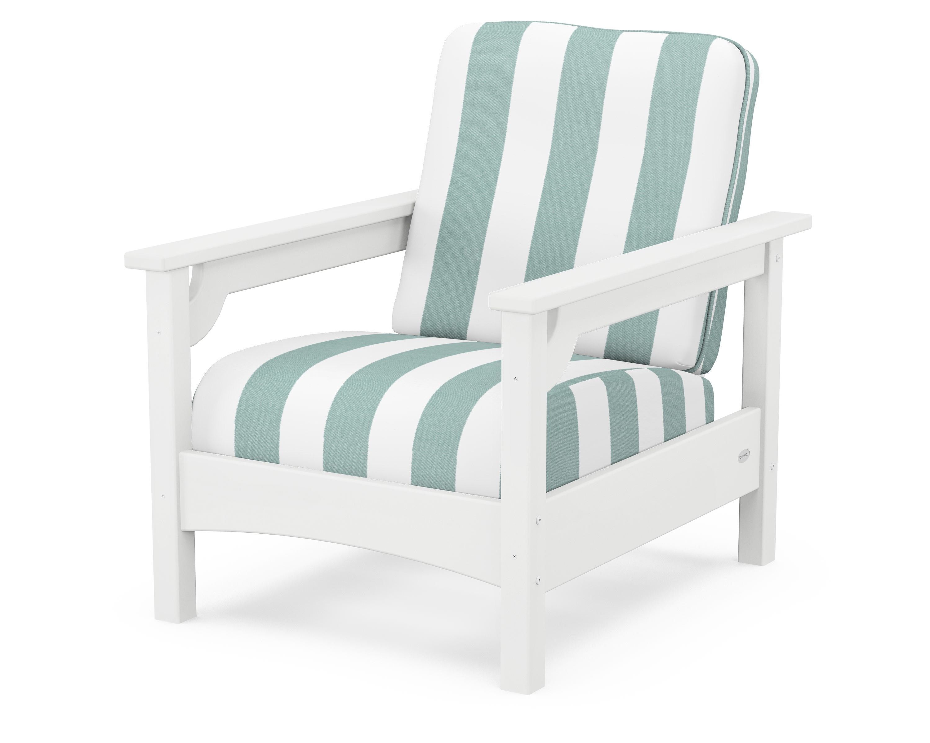 POLYWOOD® Club Chair in White / Cabana Stripe Glacier Spa