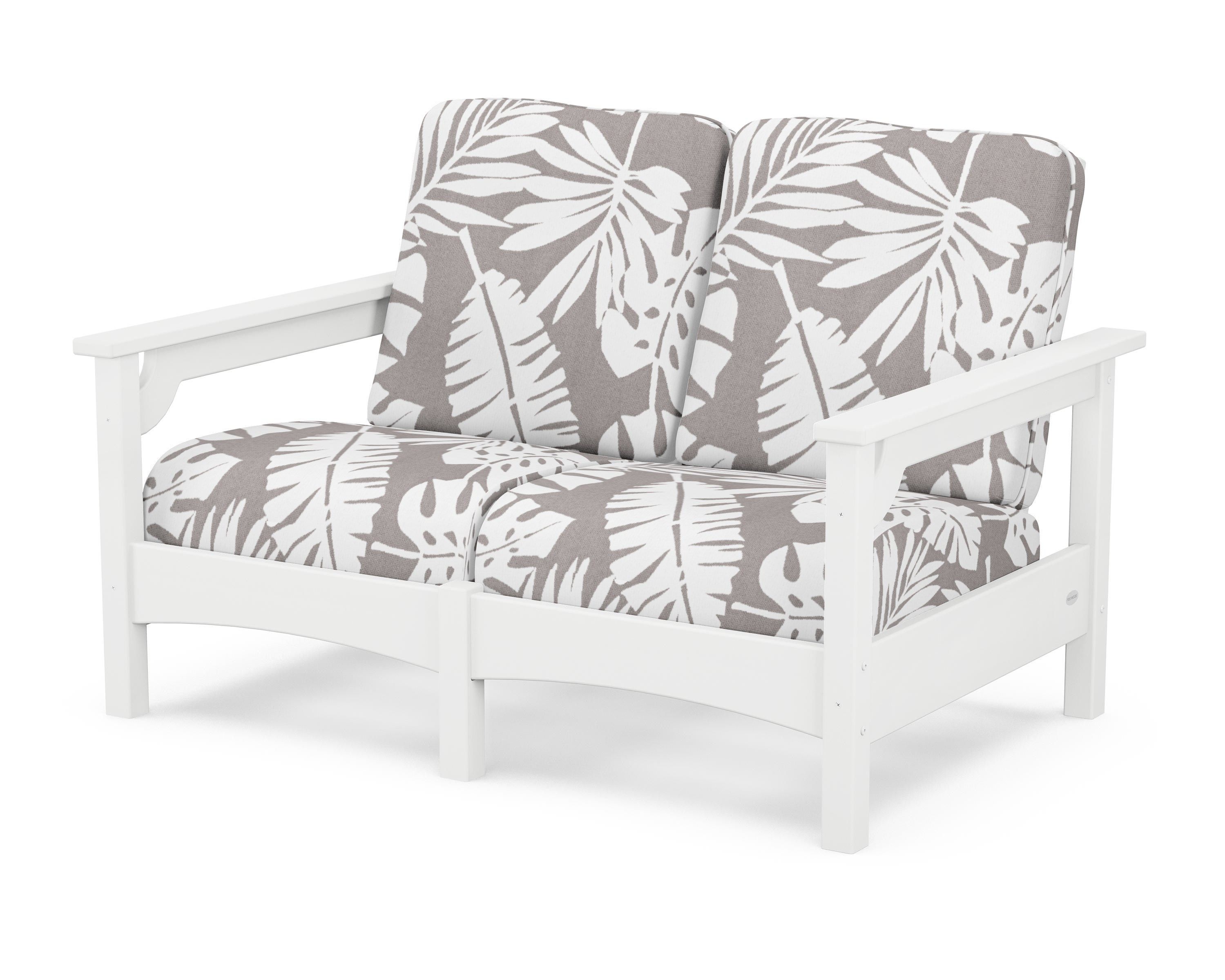 POLYWOOD® Club Loveseat in White / Leaf Grey Mist
