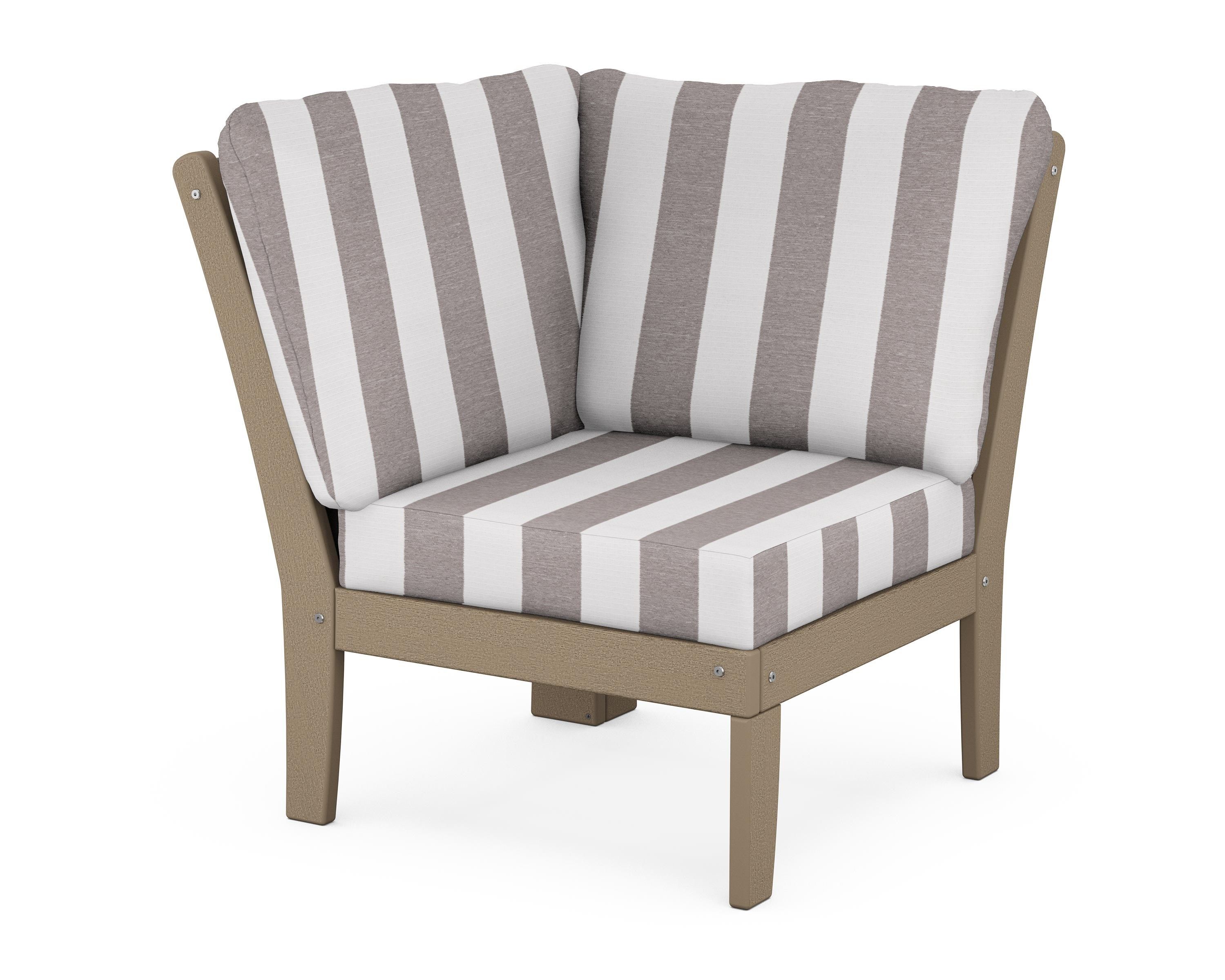 POLYWOOD® Braxton Modular Corner Chair in Vintage Sahara / Cabana Stripe Grey Mist