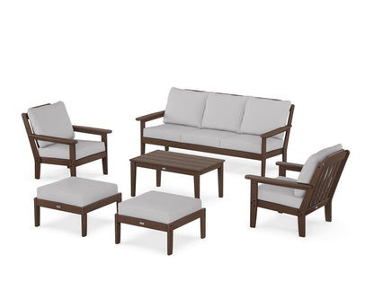Country Living Cottage 6-Piece Lounge Sofa Set in Mahogany / Granite