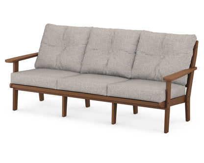 POLYWOOD® Lakeside Deep Seating Sofa in Teak / Weathered Tweed