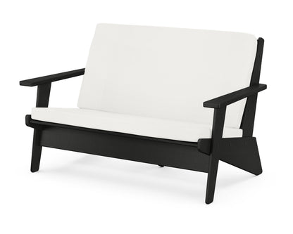 POLYWOOD® Riviera Modern Lounge Loveseat in Black / Natural Linen