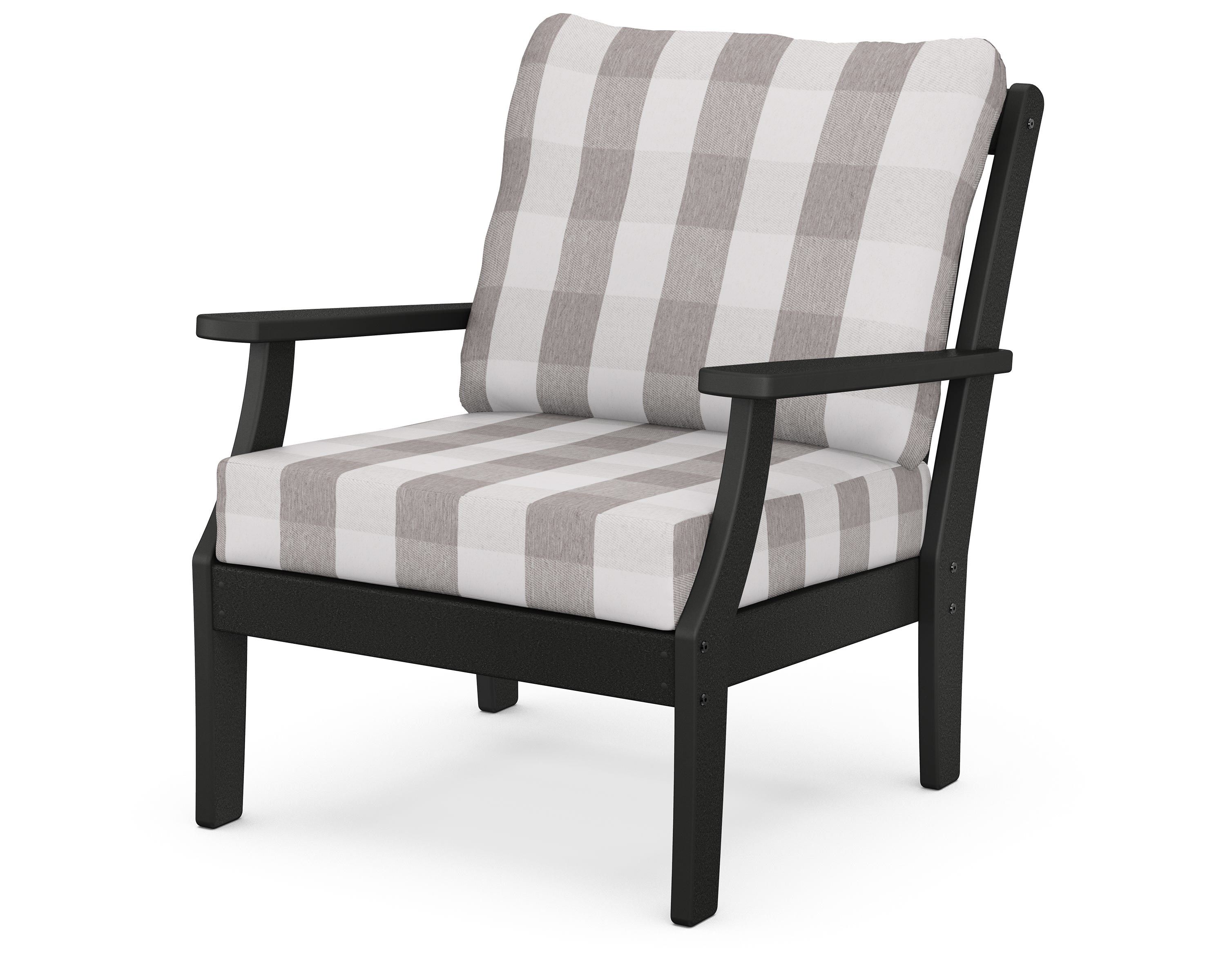 POLYWOOD® Braxton Deep Seating Chair in Black / Buffalo Plaid Grey Mist