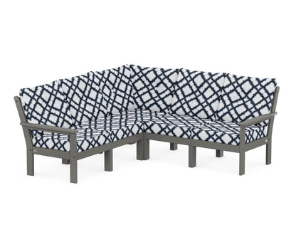 POLYWOOD® Vineyard 5-Piece Sectional in Slate Grey / Trellis Marine Indigo