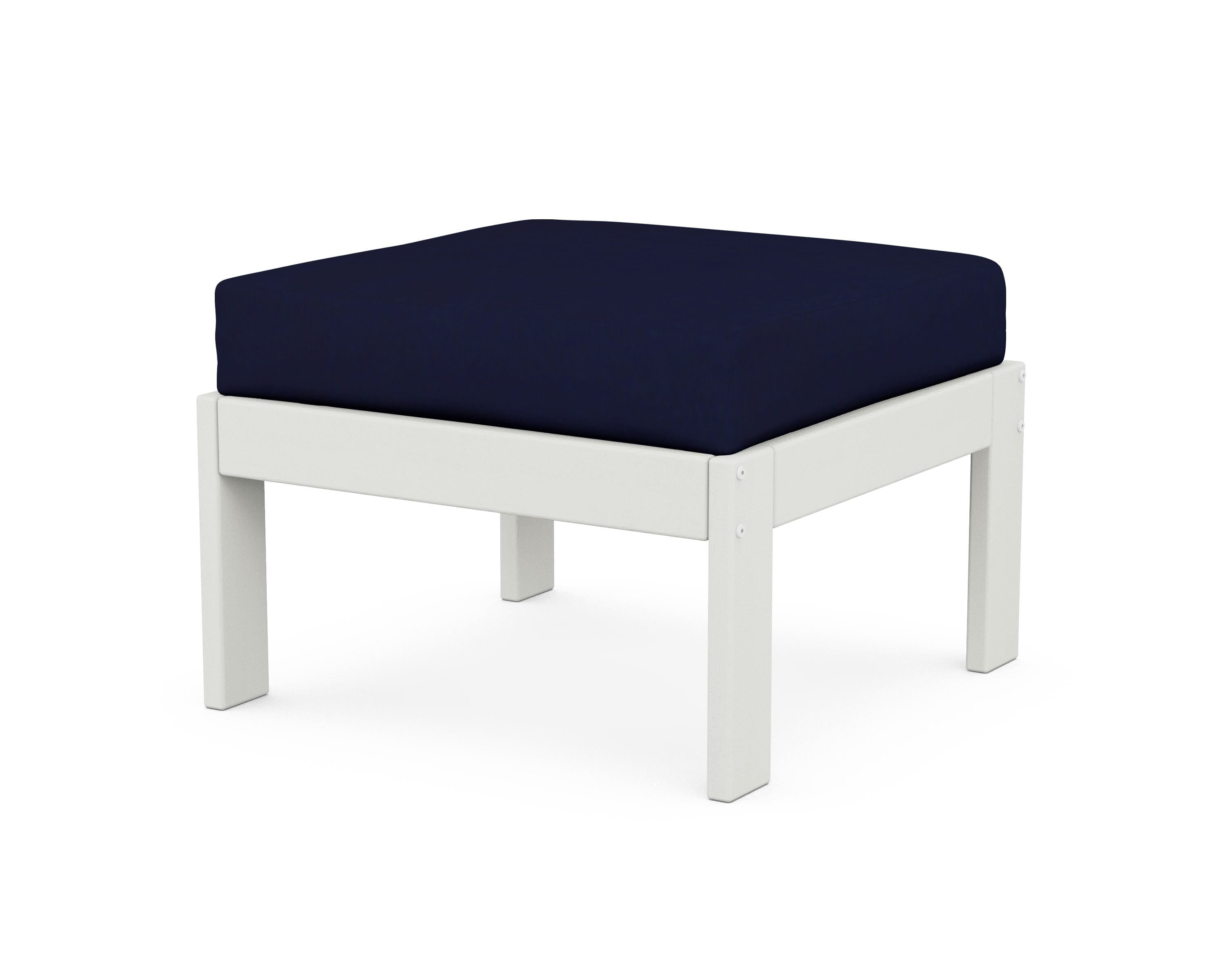 POLYWOOD® Vineyard Modular Ottoman in Vintage White / Navy