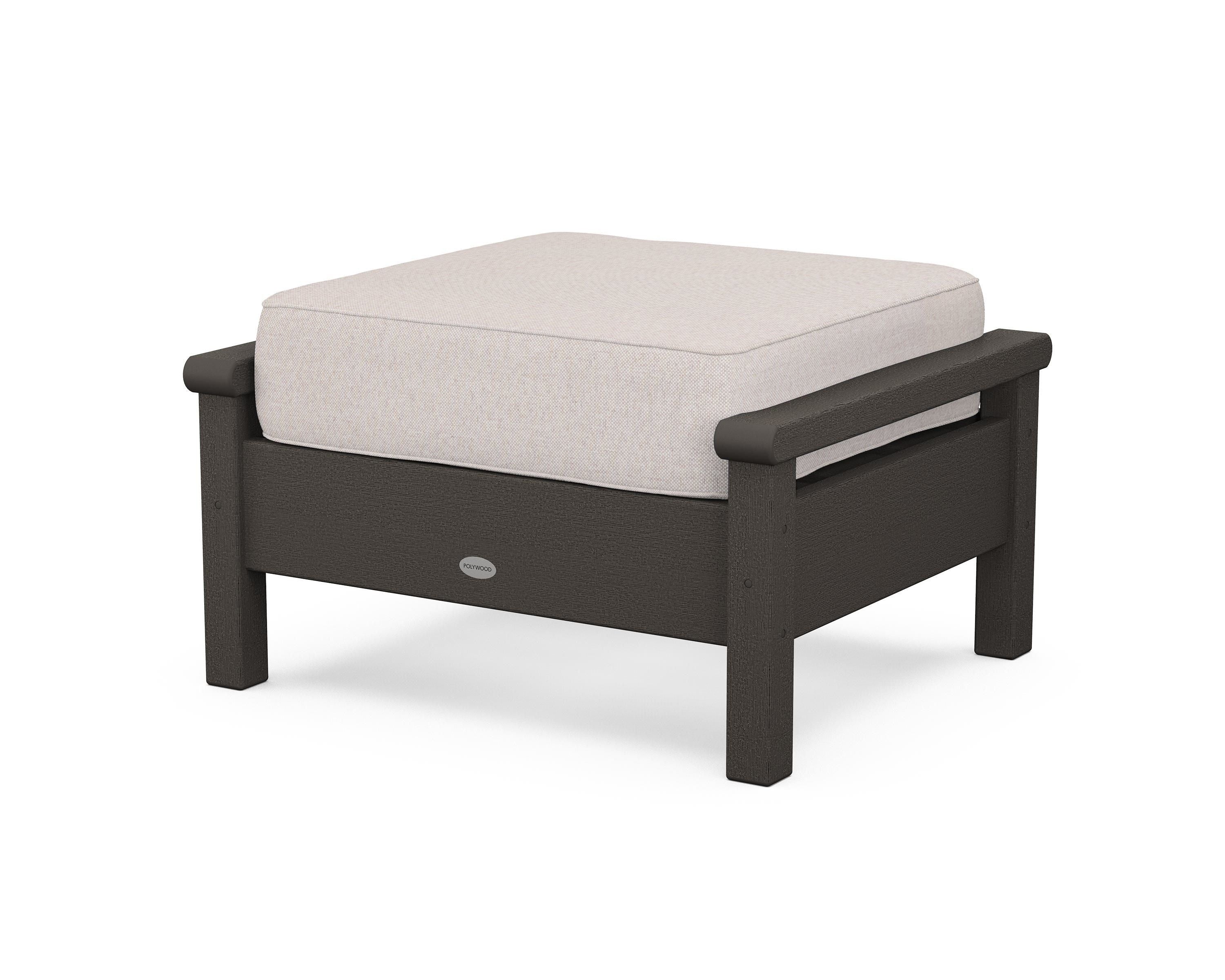 POLYWOOD® Harbour Deep Seating Ottoman in Vintage Coffee / Dune Burlap