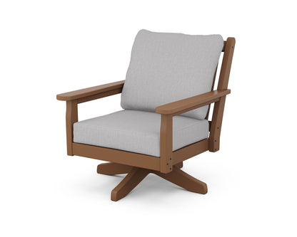 POLYWOOD® Chippendale Deep Seating Swivel Chair in Teak / Granite
