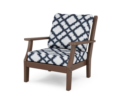 Country Living Wovendale Deep Seating Chair in Mahogany / Trellis Marine Indigo