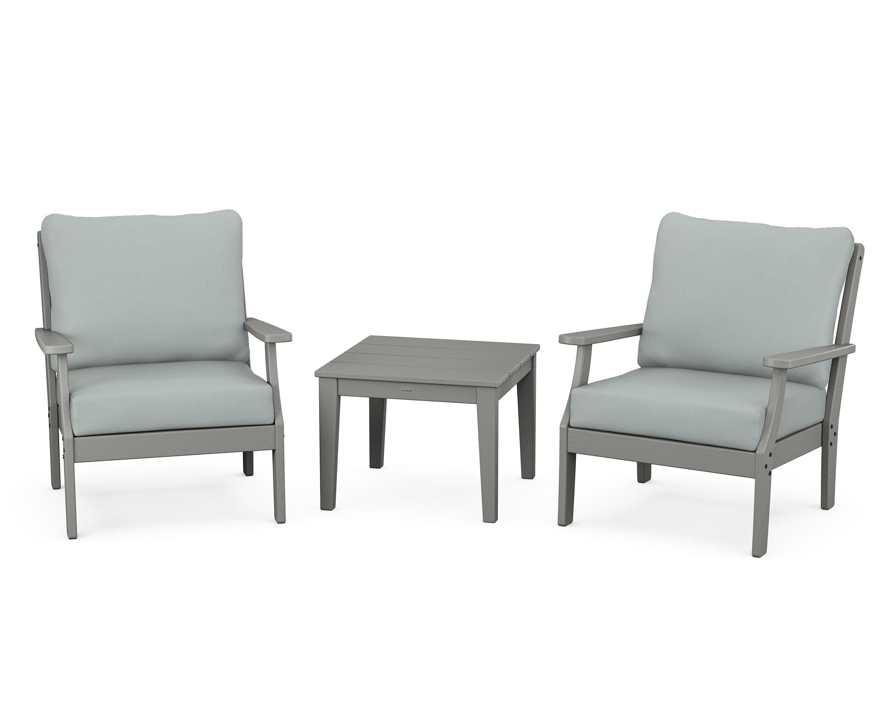 POLYWOOD® Braxton 3-Piece Deep Seating Set in Slate Grey / Spa