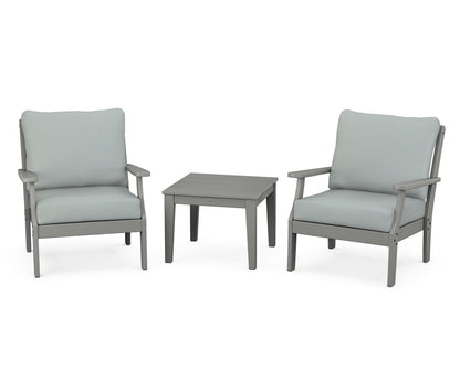 POLYWOOD® Braxton 3-Piece Deep Seating Set in Slate Grey / Spa