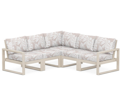 POLYWOOD® EDGE 5-Piece Modular Deep Seating Set in Sand / Leaf Dune Burlap