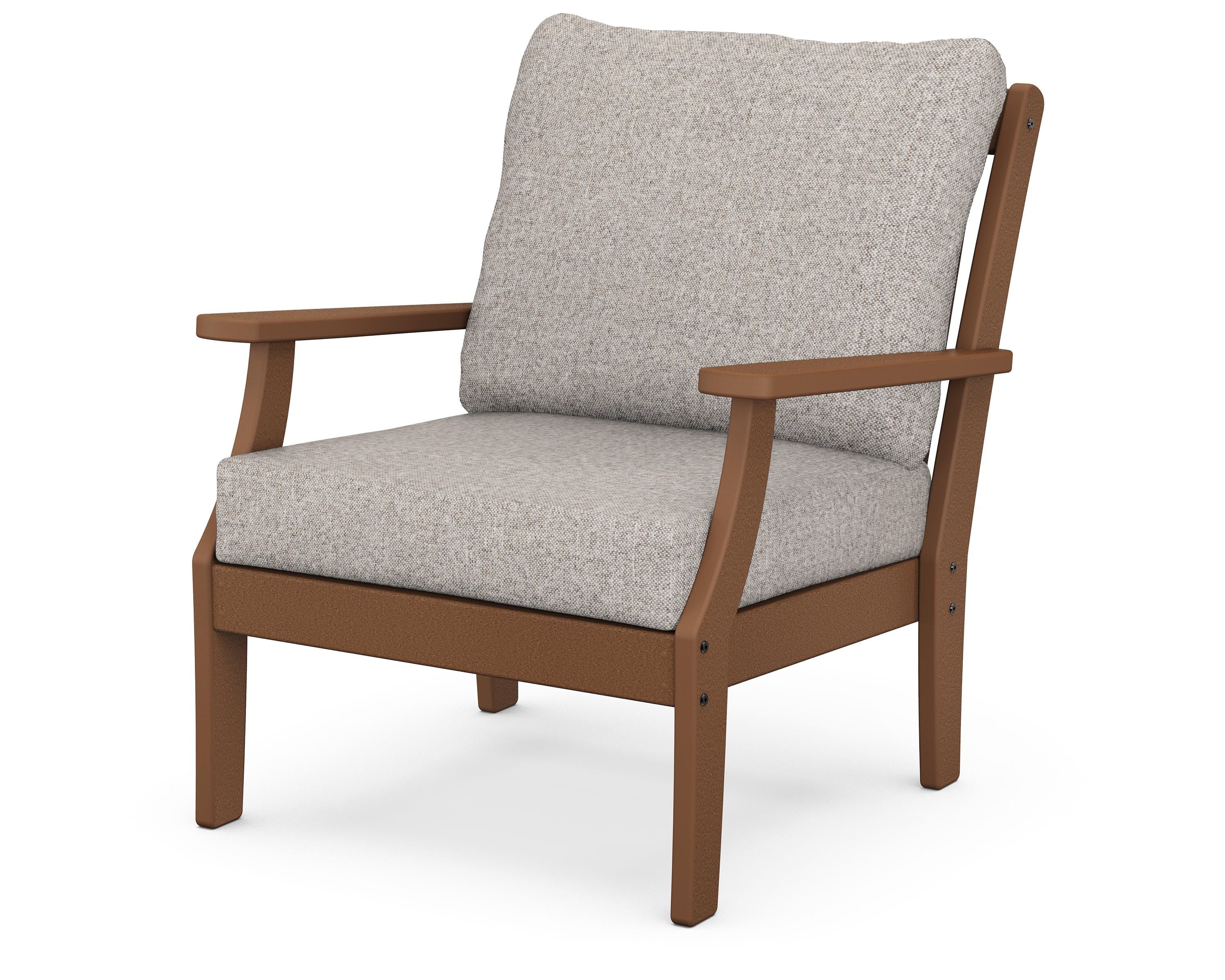 POLYWOOD® Braxton Deep Seating Chair in Teak / Weathered Tweed