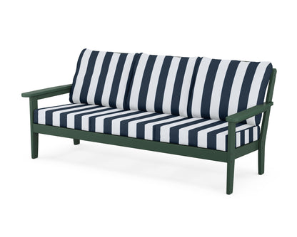 Country Living Cottage Deep Seating Sofa in Green / Cabana Stripe Marine Indigo