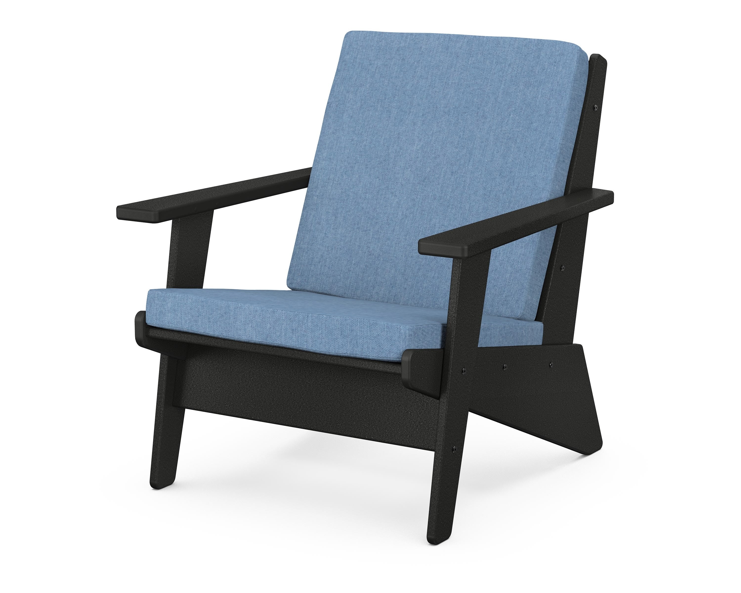 POLYWOOD® Riviera Modern Lounge Chair in Black / Sky Blue