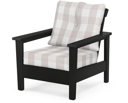 POLYWOOD® Prescott Deep Seating Chair in Black / Buffalo Plaid Dune Burlap
