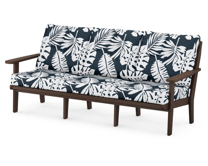 POLYWOOD® Lakeside Deep Seating Sofa in Mahogany / Leaf Marine Indigo
