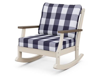 POLYWOOD® Braxton Deep Seating Rocking Chair in Sand / Kona / Buffalo Plaid Navy