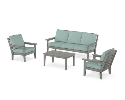 Country Living Cottage 4-Piece Deep Seating Set with Sofa in Slate Grey / Glacier Spa