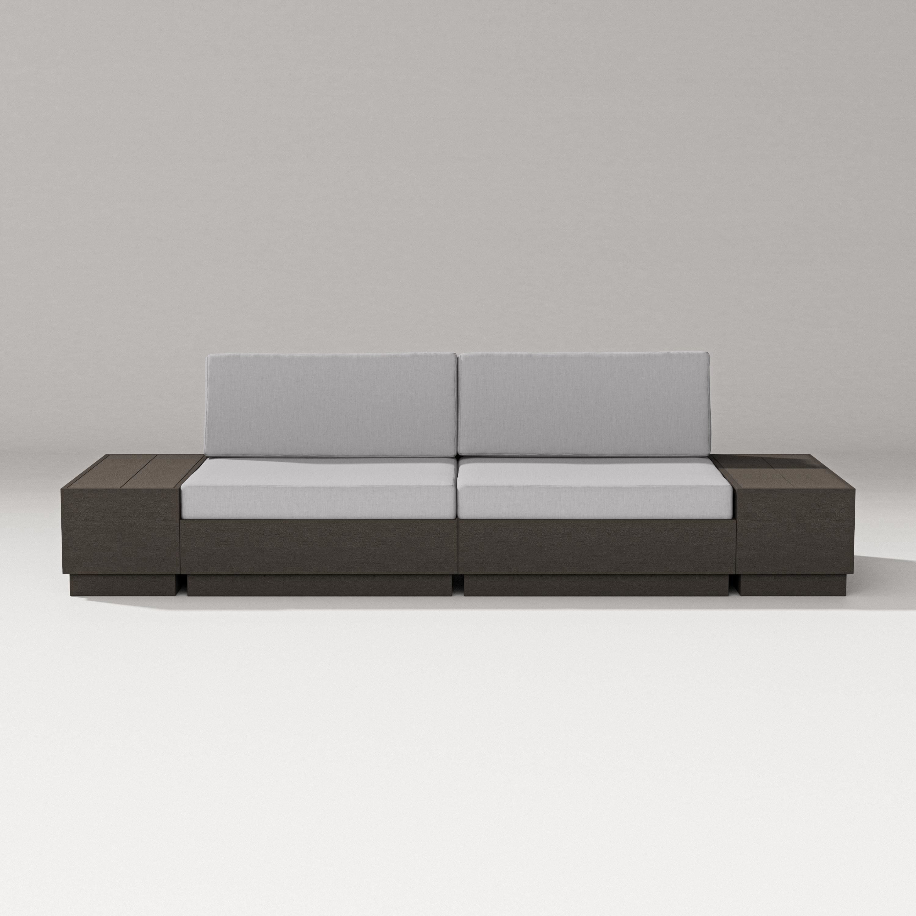 PW Designer Series Elevate 4-Piece Loveseat Sectional in Vintage Coffee / Granite