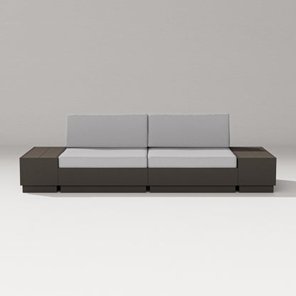 PW Designer Series Elevate 4-Piece Loveseat Sectional in Vintage Coffee / Granite
