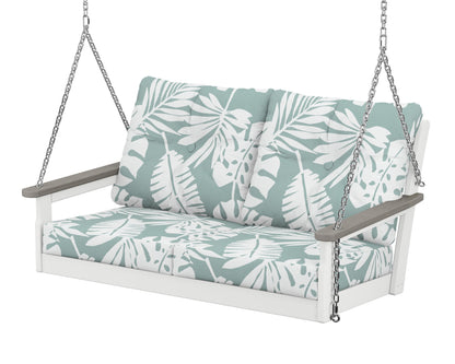 POLYWOOD® Vineyard Deep Seating Swing in White / Driftwood / Leaf Glacier Spa