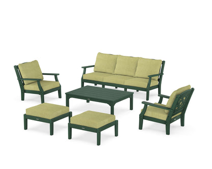 Martha Stewart by POLYWOOD® Chinoiserie 6-Piece Lounge Sofa Set in Green / Chartreuse Boucle