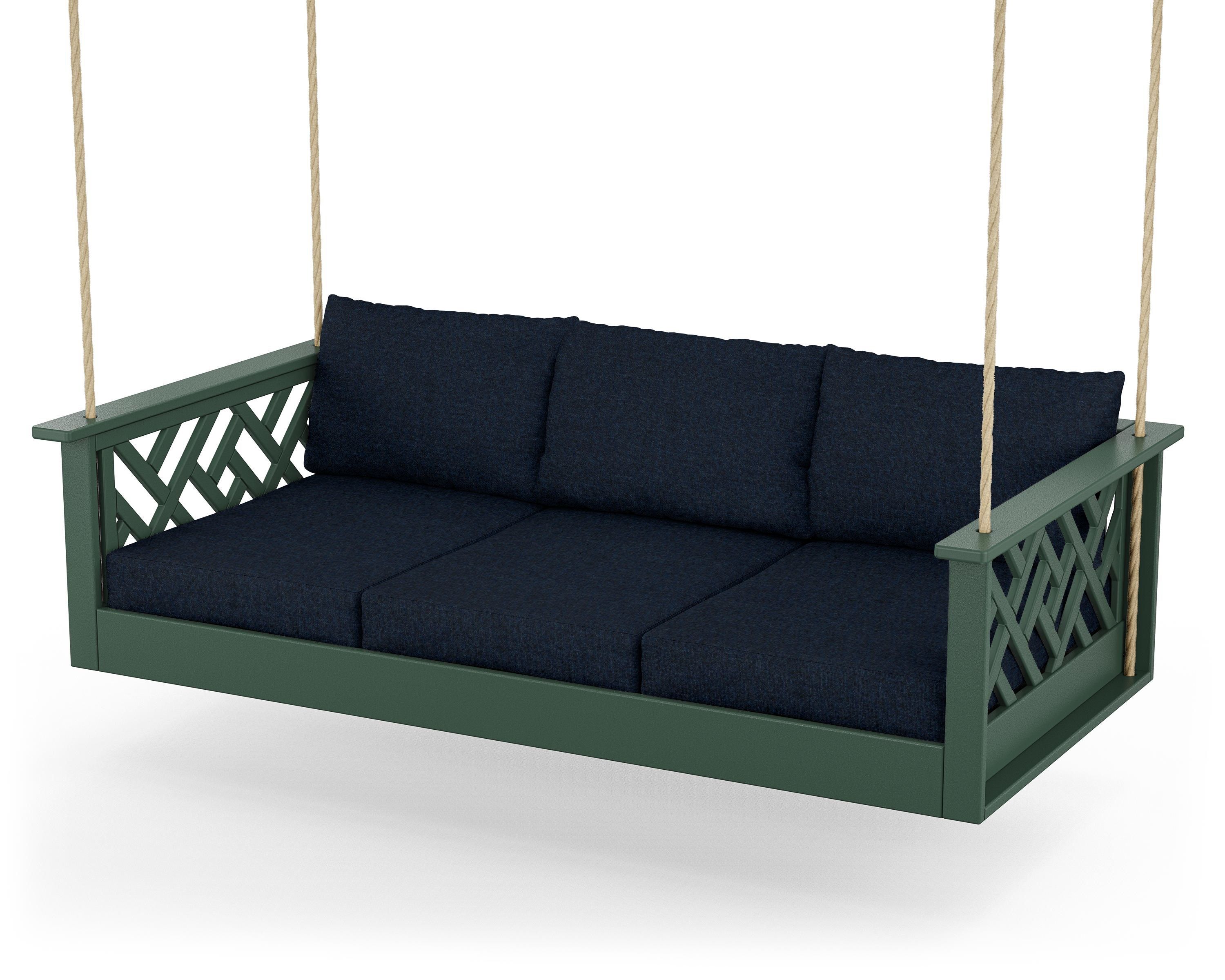 POLYWOOD® Chippendale Daybed Swing in Green / Marine Indigo