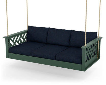 POLYWOOD® Chippendale Daybed Swing in Green / Marine Indigo