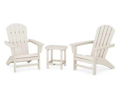 POLYWOOD® Nautical 3-Piece Adirondack Set with South Beach 18" Side Table in Sand