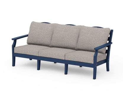 Draper James™ by  POLYWOOD® Savannah Deep Seating Sofa in Navy / Weathered Tweed