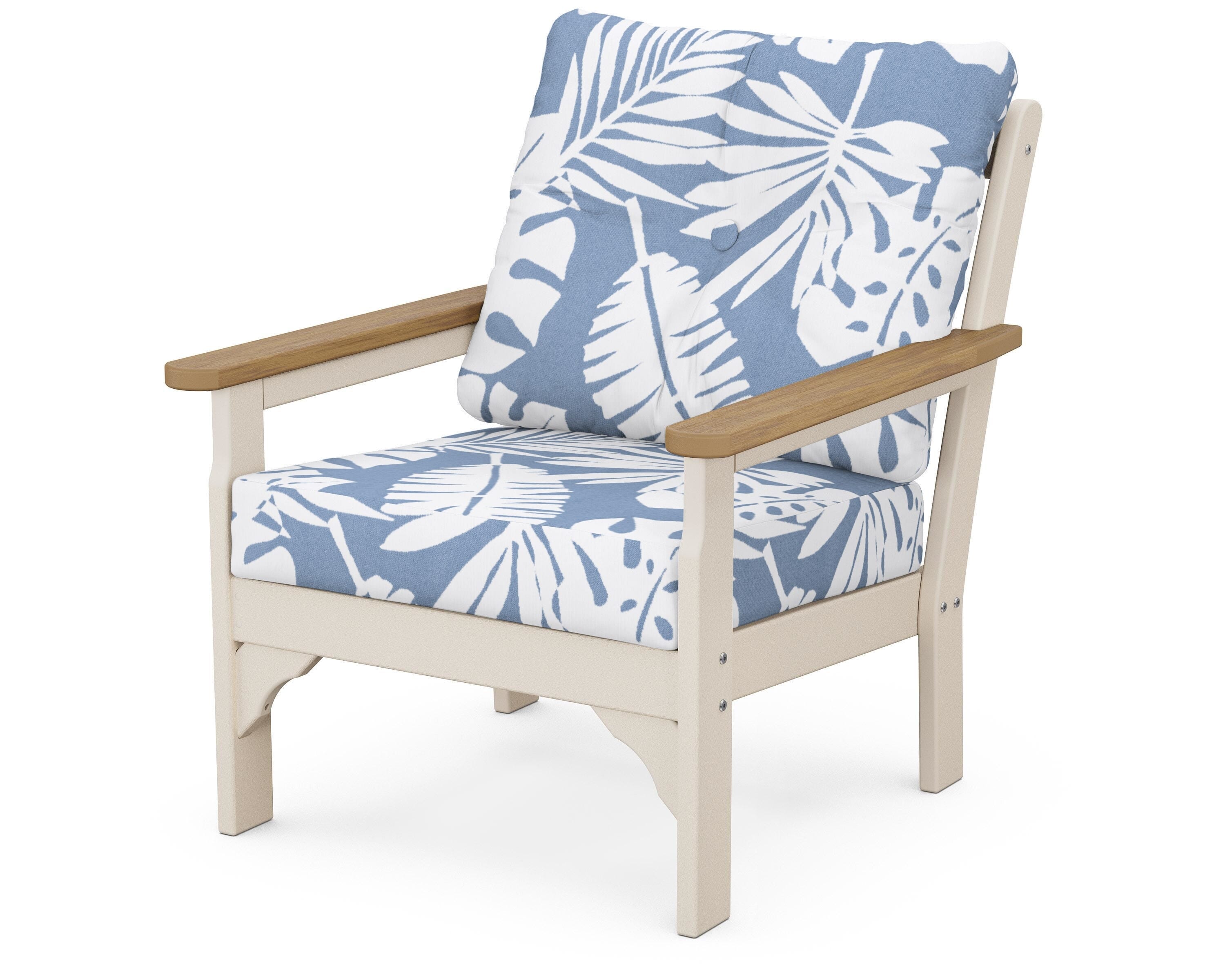 POLYWOOD® Vineyard Deep Seating Chair in Sand / Natural / Leaf Sky Blue