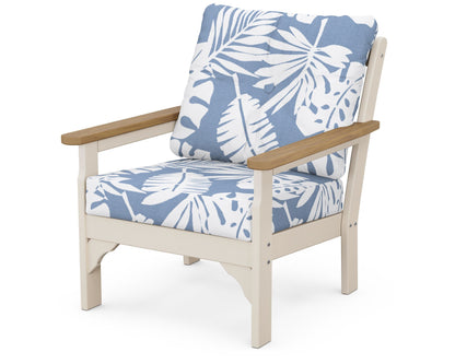 POLYWOOD® Vineyard Deep Seating Chair in Sand / Natural / Leaf Sky Blue