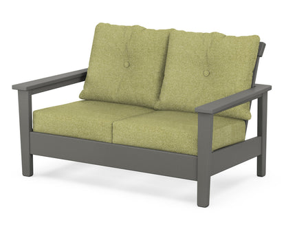 POLYWOOD® Prescott Deep Seating Loveseat in Slate Grey / Chartreuse Boucle