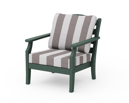 Draper James™ by  POLYWOOD® Savannah Deep Seating Chair in Green / Cabana Stripe Grey Mist