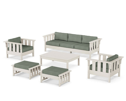 Martha Stewart by POLYWOOD® Acadia 6-Piece Lounge Sofa Set in Sand / Cast Sage
