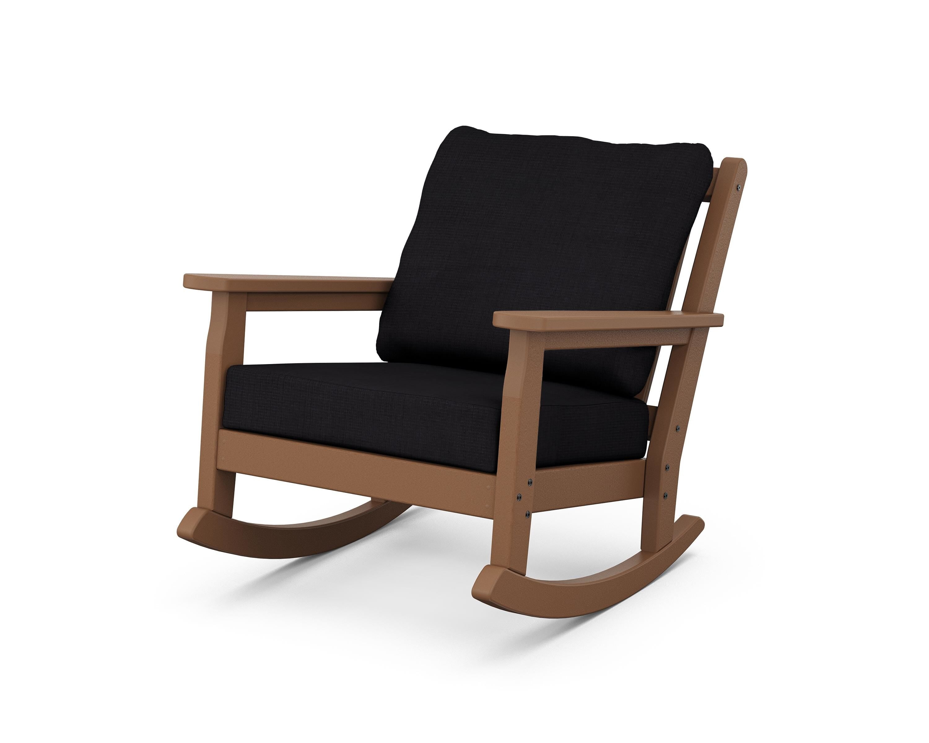 POLYWOOD® Chippendale Deep Seating Rocking Chair in Teak / Midnight Linen