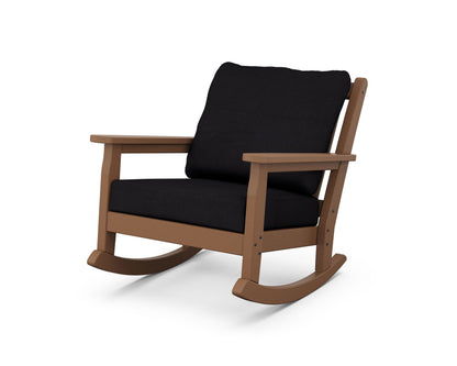POLYWOOD® Chippendale Deep Seating Rocking Chair in Teak / Midnight Linen
