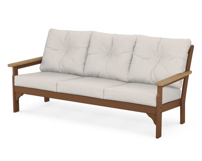 POLYWOOD® Vineyard Deep Seating Sofa in Teak / Natural / Cast Ash