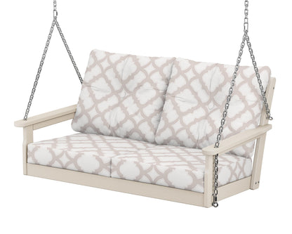 POLYWOOD® Vineyard Deep Seating Swing in Sand / Trellis Dune Burlap
