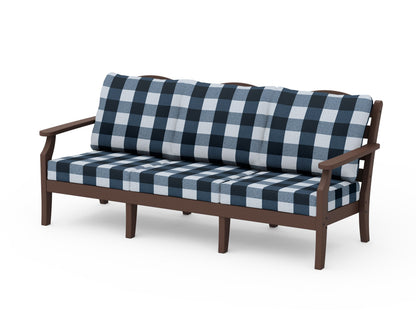 Draper James™ by  POLYWOOD® Savannah Deep Seating Sofa in Mahogany / Buffalo Plaid Marine Indigo