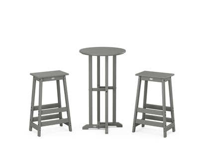 POLYWOOD® Modern Studio Bar Stool 3-Piece Bistro Set in Slate Grey