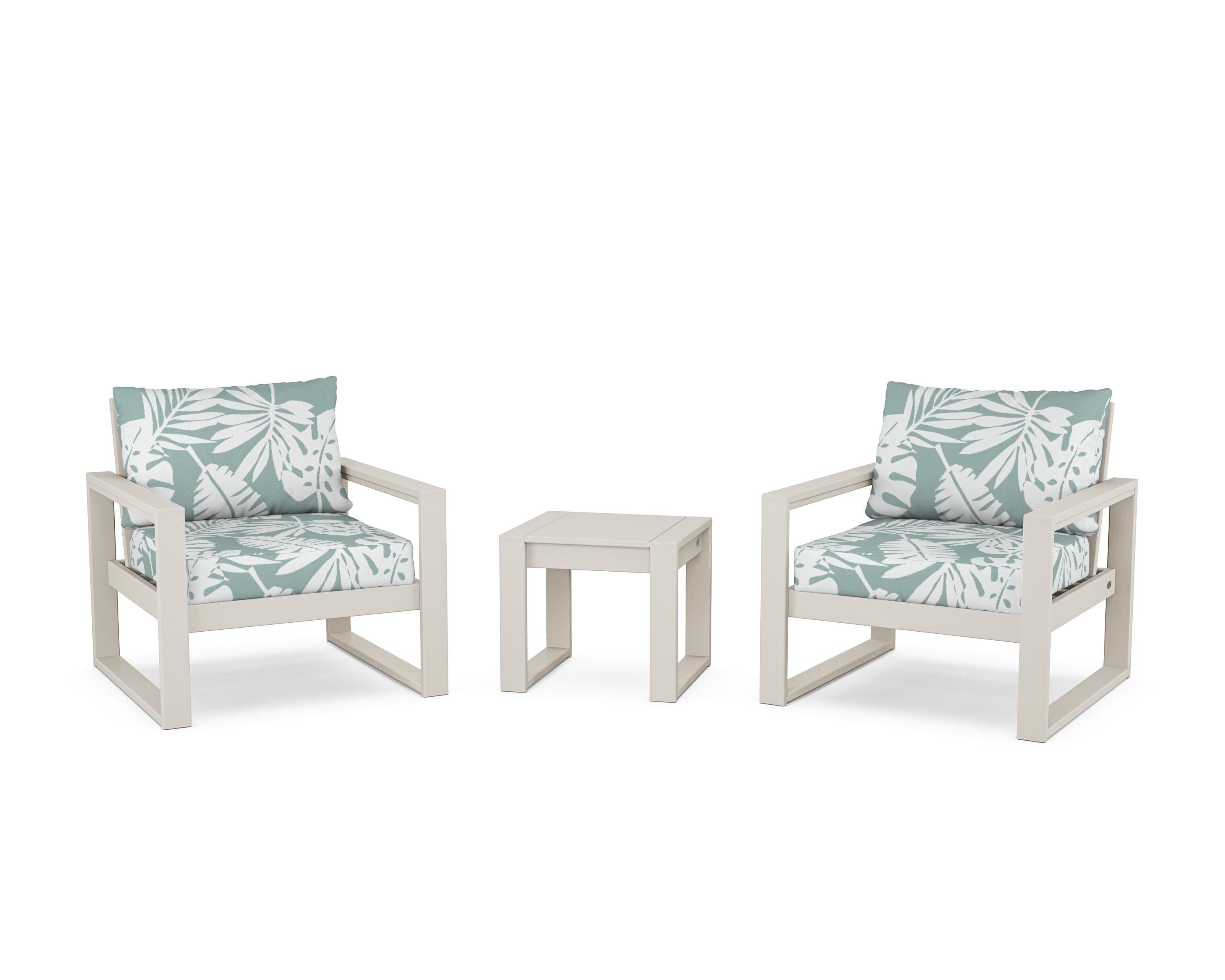 POLYWOOD® EDGE Sectional 3-Piece Deep Seating Set in Sand / Leaf Glacier Spa