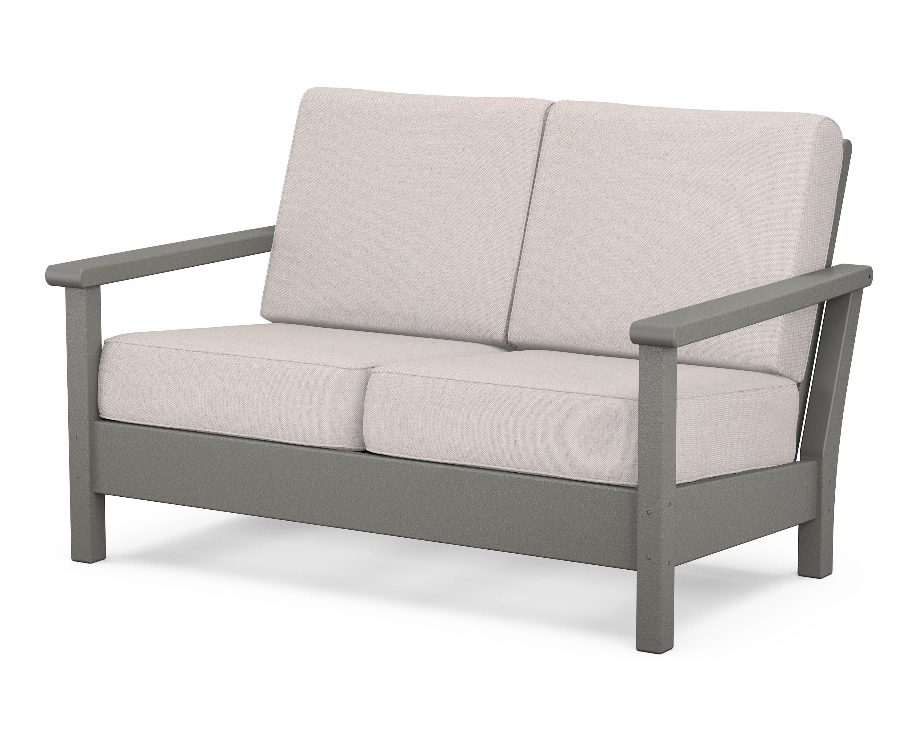 POLYWOOD® Harbour Deep Seating Loveseat in Slate Grey / Dune Burlap