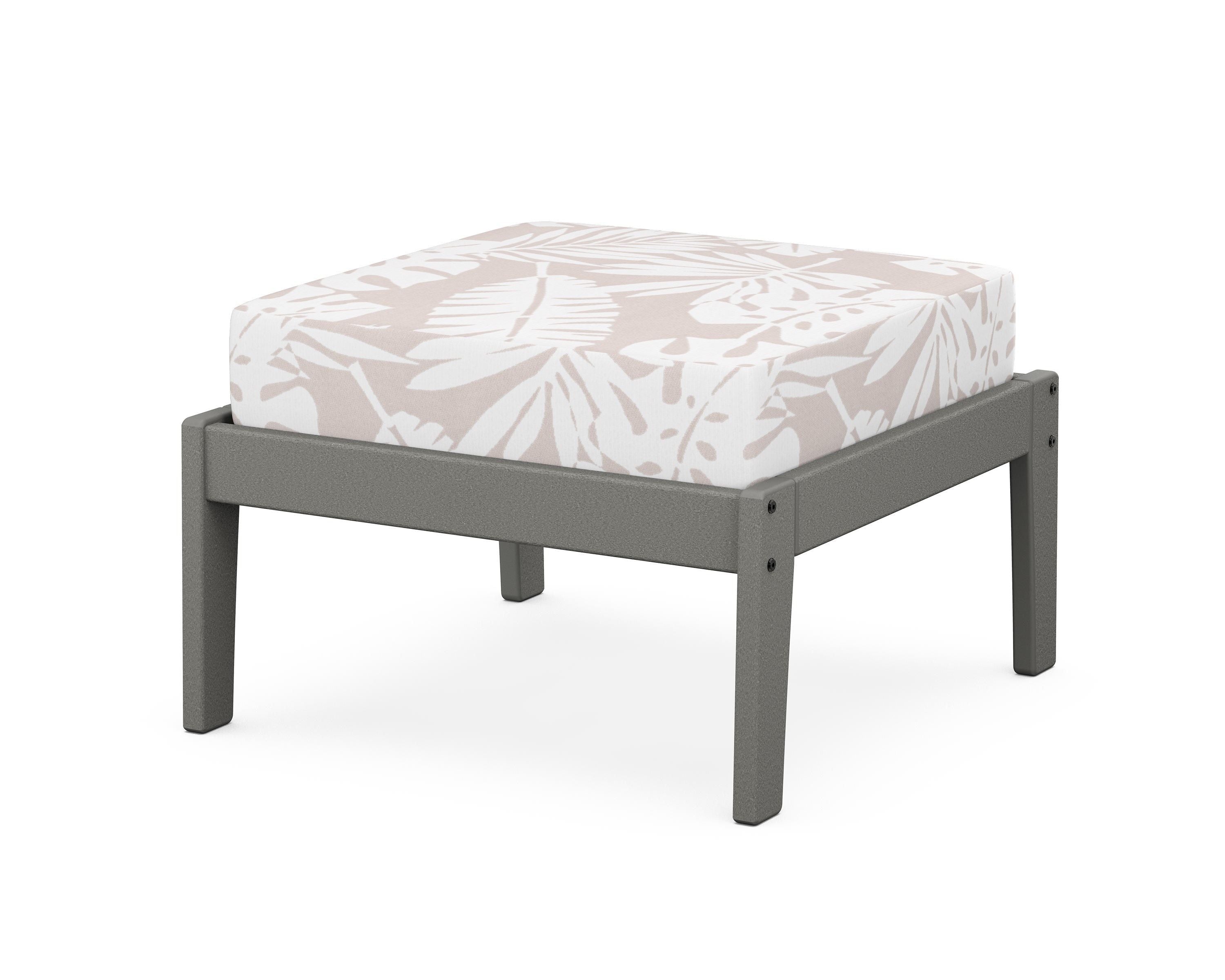 Unbranded Deep Seating Ottoman in Slate Grey / Leaf Dune Burlap