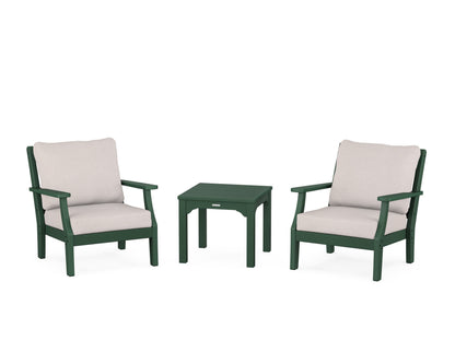 Martha Stewart by POLYWOOD® Chinoiserie 3-Piece Deep Seating Set in Green / Dune Burlap