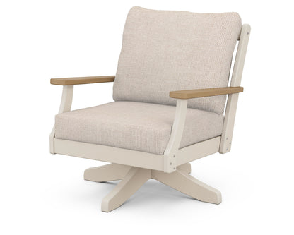 POLYWOOD® Braxton Deep Seating Swivel Chair in Sand / Natural / Blend Linen