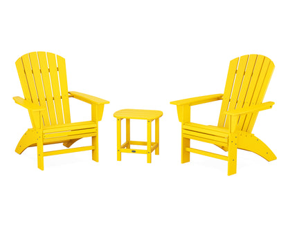 POLYWOOD® Nautical 3-Piece Curveback Adirondack Set in Lemon