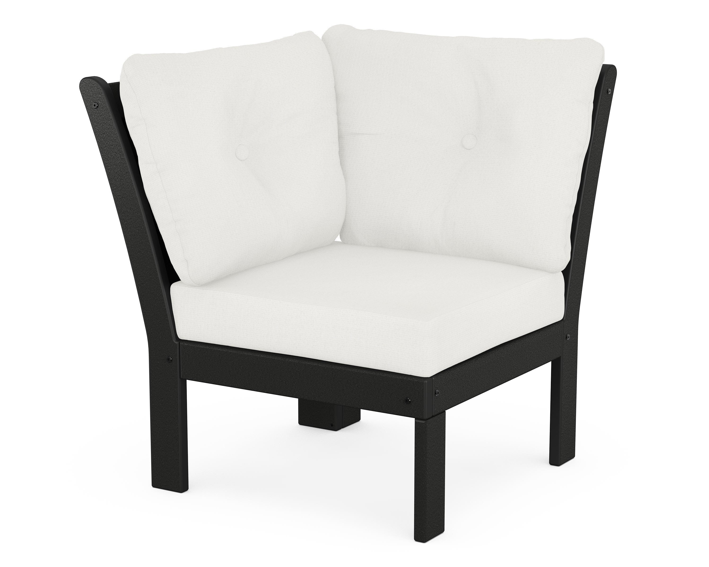 POLYWOOD® Vineyard Modular Corner Chair in Black / Natural Linen