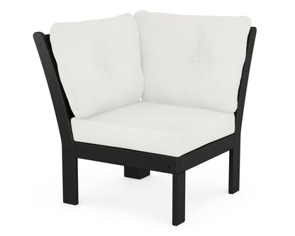 POLYWOOD® Vineyard Modular Corner Chair in Black / Natural Linen