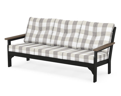 POLYWOOD® Vineyard Deep Seating Sofa in Black / Kona / Buffalo Plaid Grey Mist